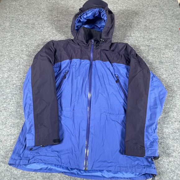 Lands End Jacket Womens Medium Blue Full Zip Hooded Lightweight Outdoors Hiking - Picture 1 of 16